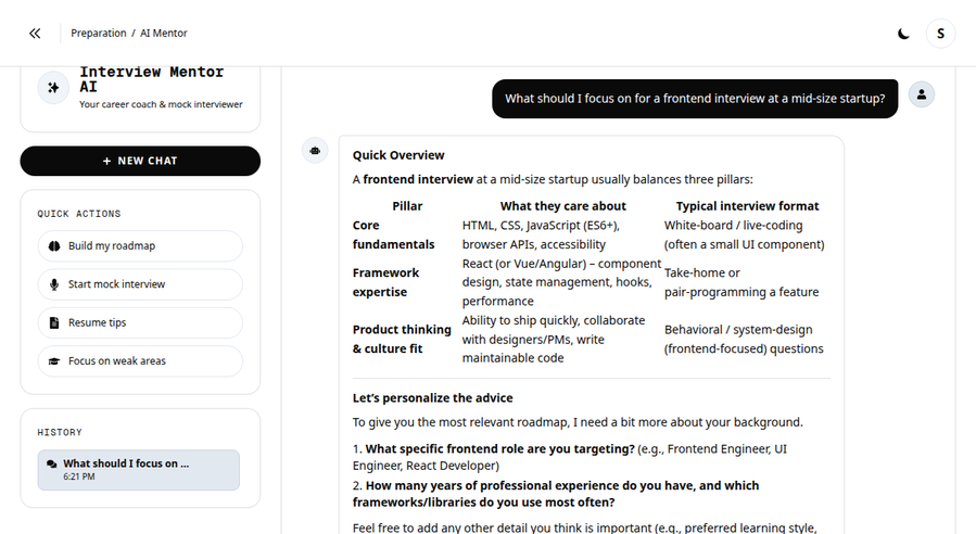 AI Mock Interviews & Behavioral Prep screenshot